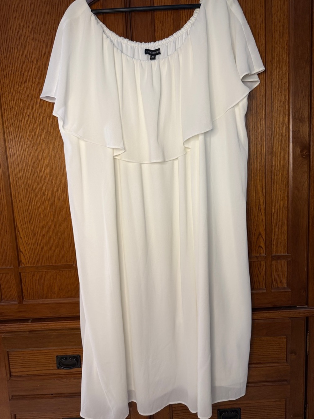 NWT Lane Bryant Cream Off-Shoulder Convertible Ruffle Flounce Midi Dress